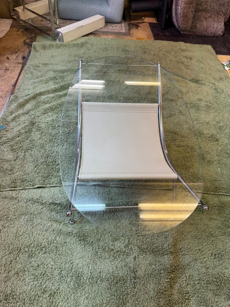 ローテーブル　センターテーブル　ガラス　ミッドセンチュリー　スペースエイジ