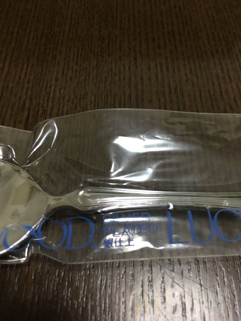 未使用　ラッキーウッド カトラリー　銀仕上げ　スプーン＆フォークセット