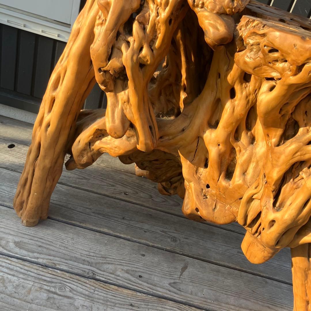 昭和レトロ 天然木 一刀彫 花台 飾り棚 ディスプレイラック 大型置物 オブジェ