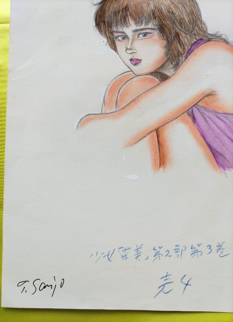 三条友美 直筆カラー原画 少女菜美 第2部第3巻の裏表紙原稿　真作