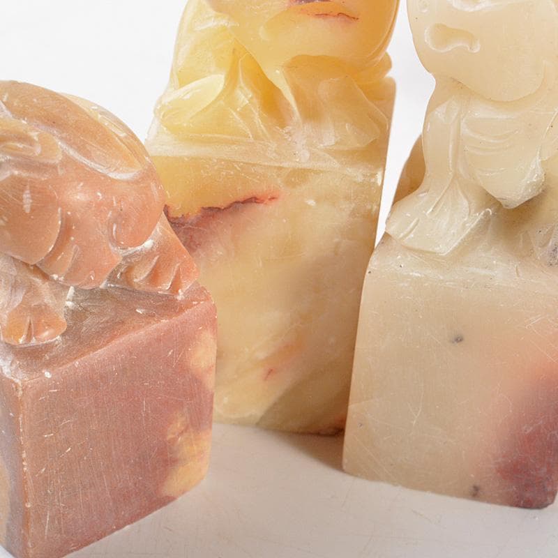 中国　玉石寿山石彫刻　神獣摘　印材　20点まとめて　C　6407E