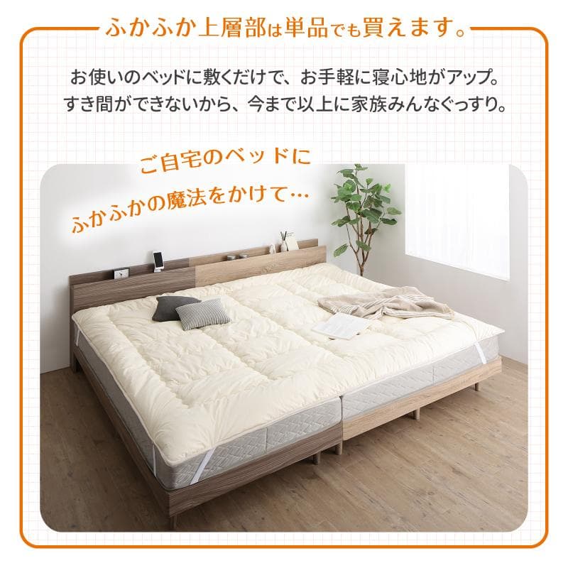 新品　敷布団セット　200cm幅　厚さ15センチ　上層部+下層部　アイボリー