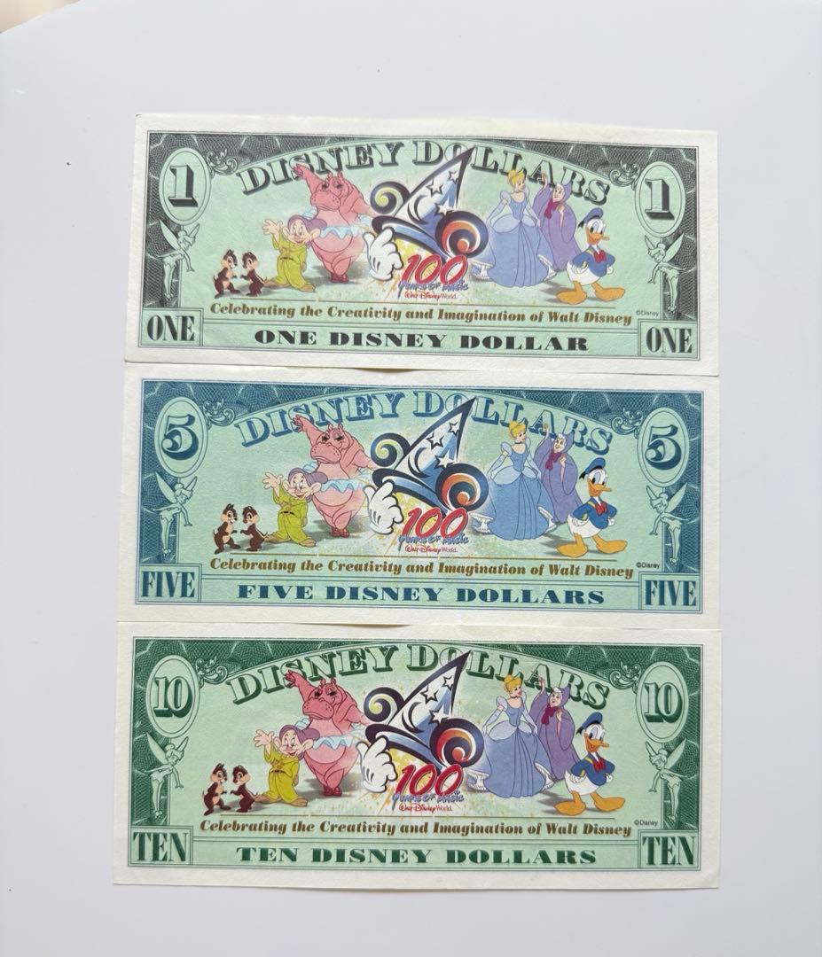 ディズニーダラー 100周年記念紙幣 3枚セット