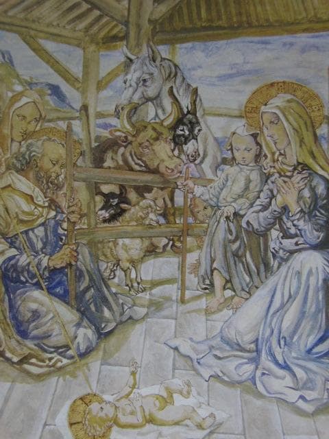 藤田嗣治、【キリスト降誕】、希少な限定額装用画集画、新品高級額