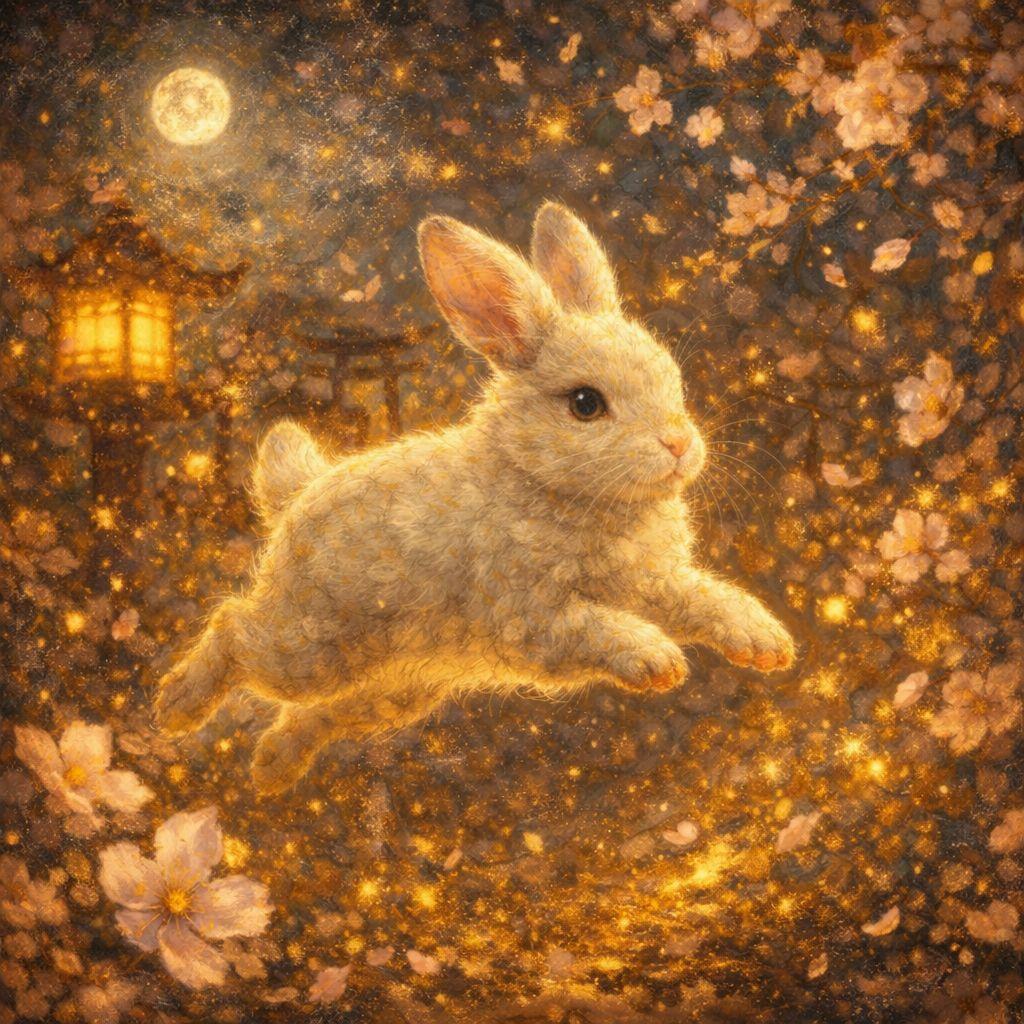 特級呪物 うさぎ 兎 飛躍 金運上昇 占い 霊石 福を招く 開運アート絵画