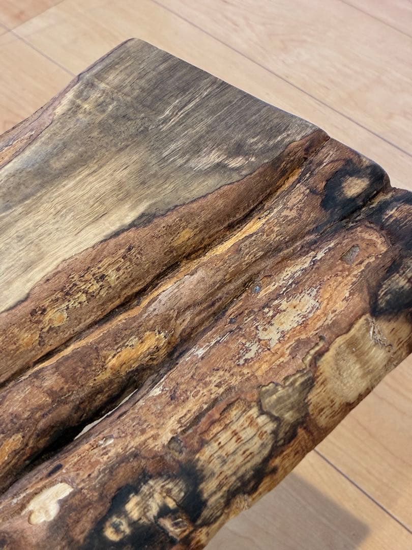 【希少】国産 黒柿（くろがき）無垢一枚板 サイドテーブル（訳あり）