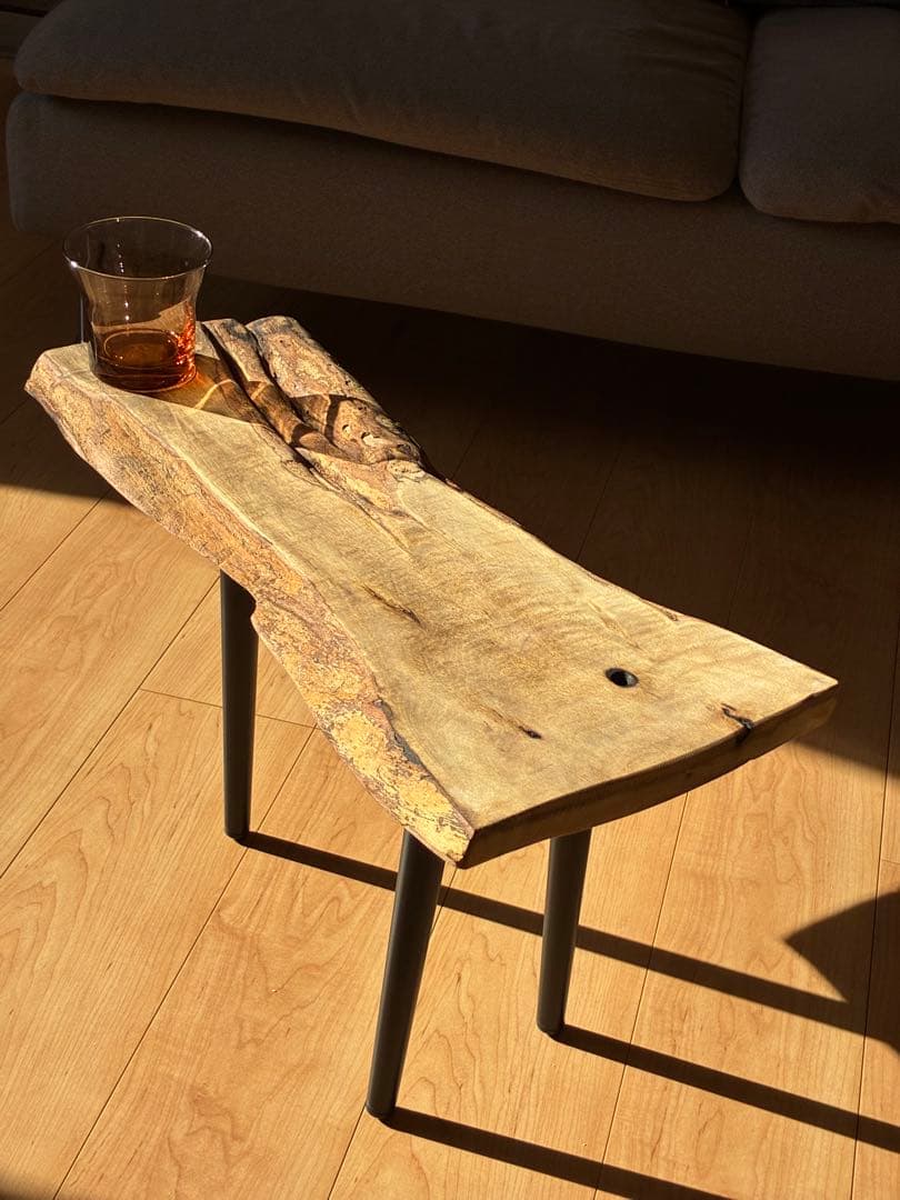 【希少】国産 黒柿（くろがき）無垢一枚板 サイドテーブル（訳あり）