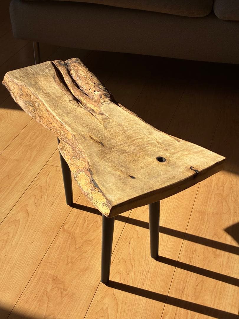 【希少】国産 黒柿（くろがき）無垢一枚板 サイドテーブル（訳あり）