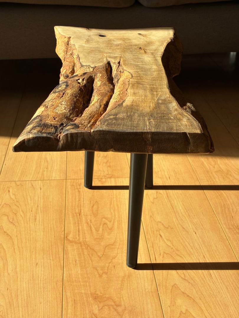 【希少】国産 黒柿（くろがき）無垢一枚板 サイドテーブル（訳あり）