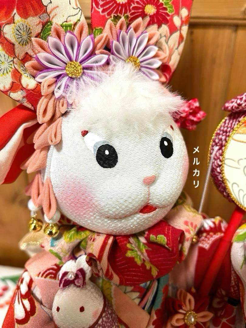 うさぎの創作人形】 ちりめん細工 縮緬細工 和雑貨 うさぎの置物