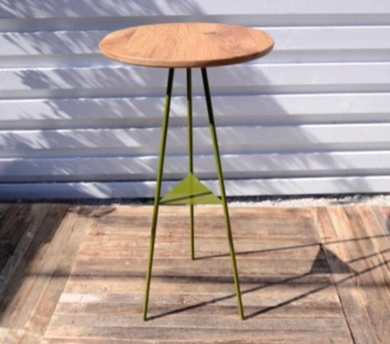 トリポットテーブル パインウッド天板 足イエロー 3点セット 高さ90cm