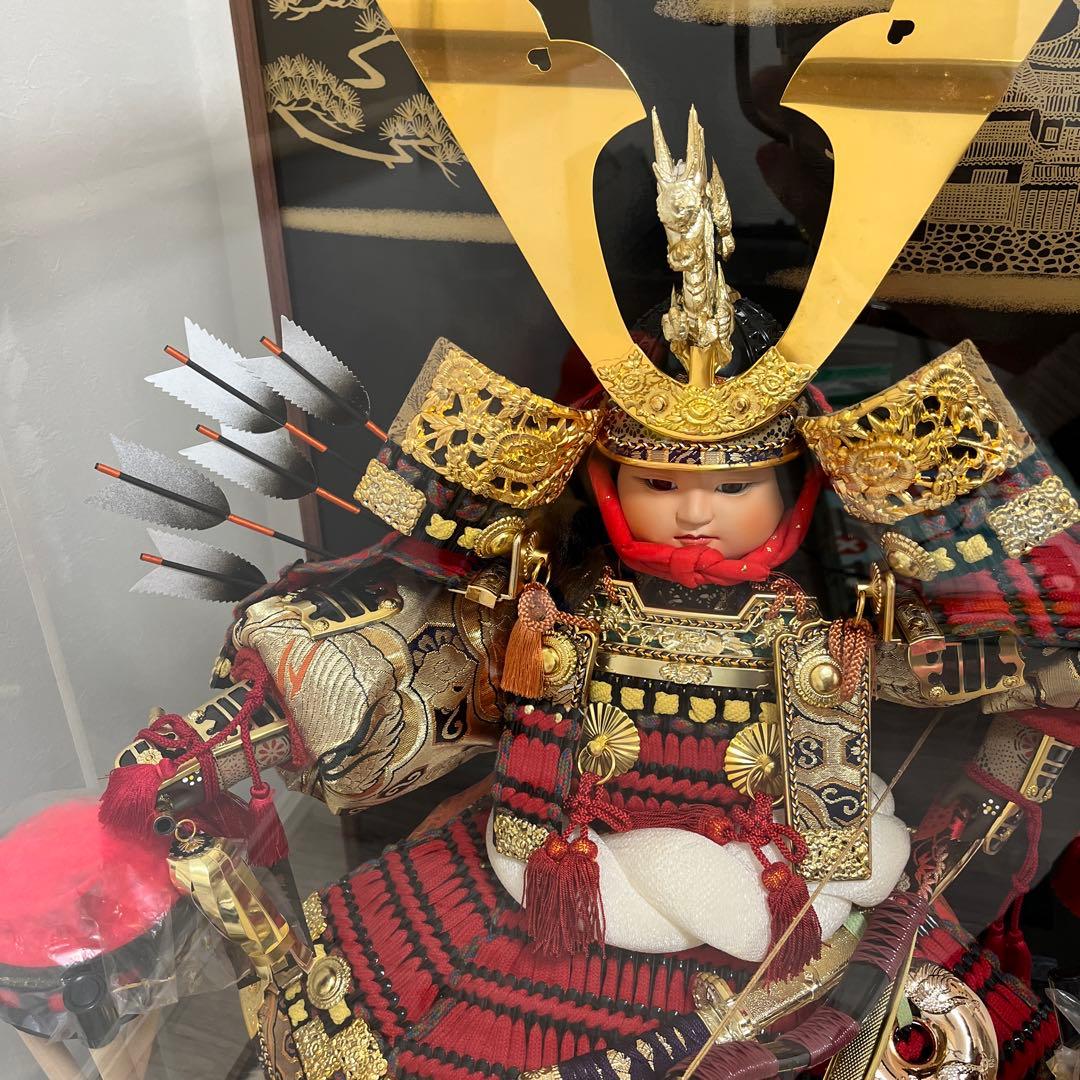 五月人形 武士の鎧 ガラスケース付き
