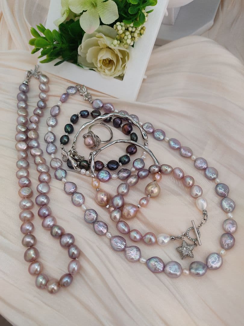 お客様ご確認用　本真珠　淡水エジソンパール　ネックレス　ブレスレット　リング