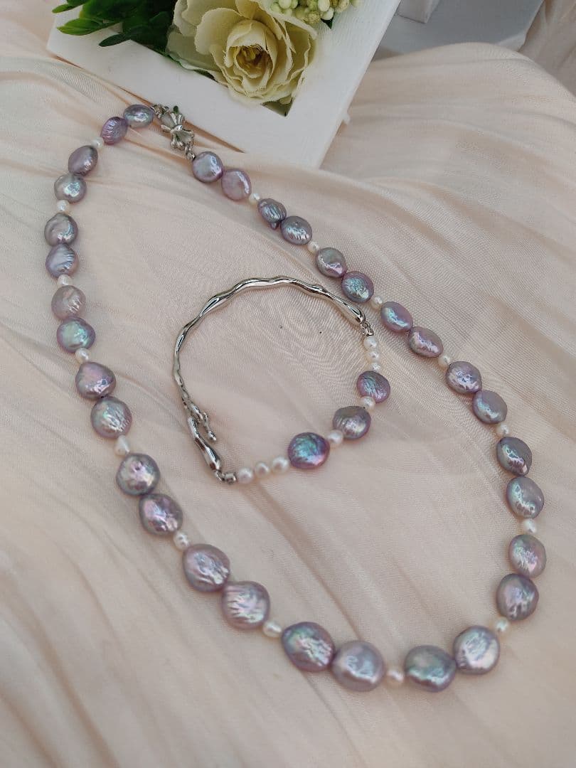 お客様ご確認用　本真珠　淡水エジソンパール　ネックレス　ブレスレット　リング