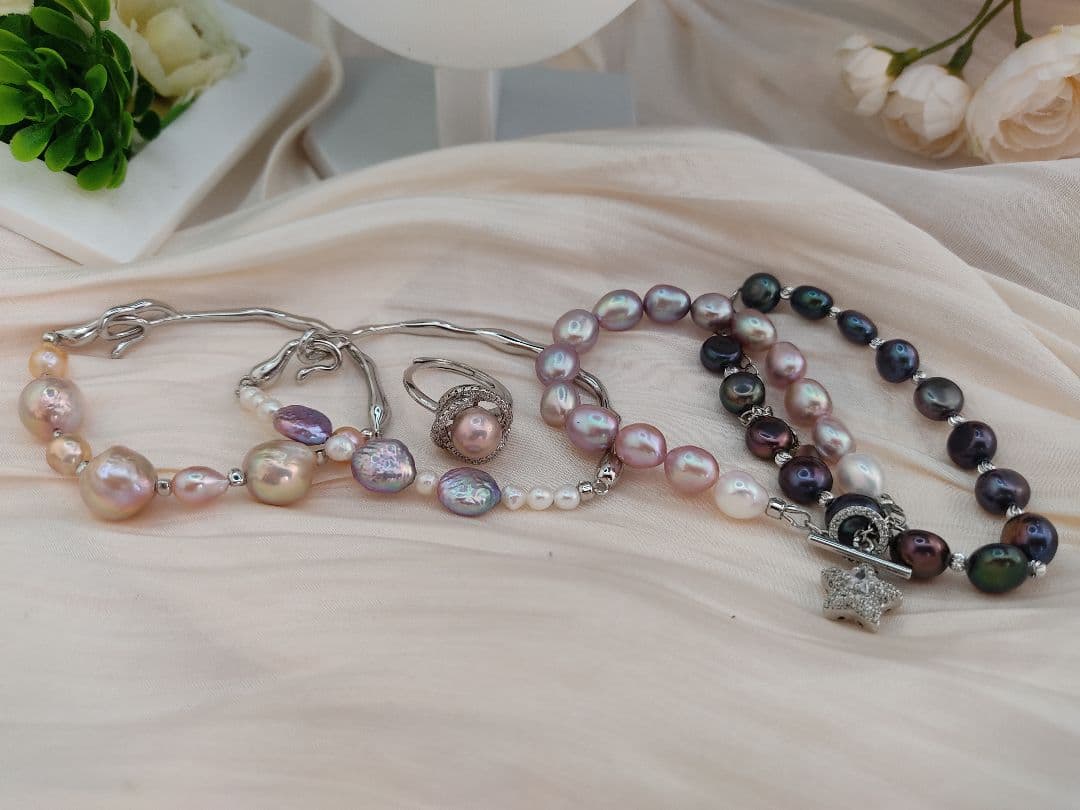 お客様ご確認用　本真珠　淡水エジソンパール　ネックレス　ブレスレット　リング