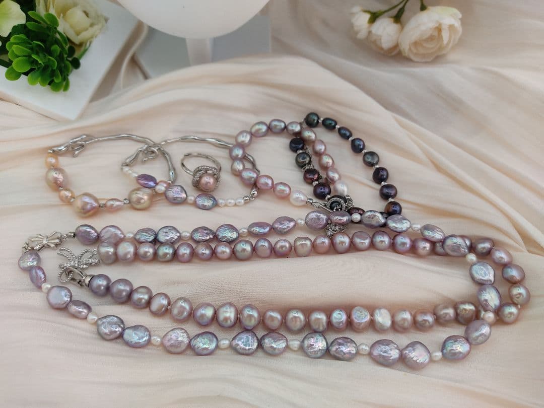 お客様ご確認用　本真珠　淡水エジソンパール　ネックレス　ブレスレット　リング