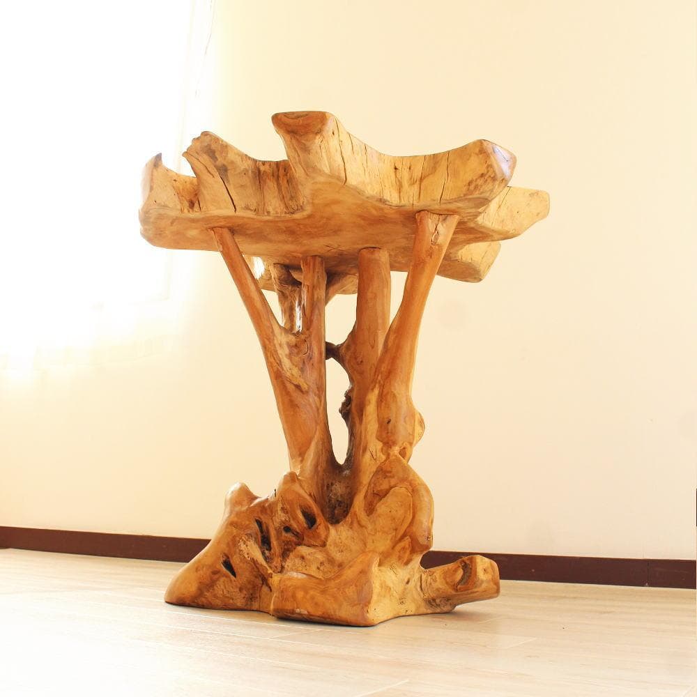 在庫処分 １点もの テーブル 木製 チーク材 天然木 切り株 カフェ 花台 C