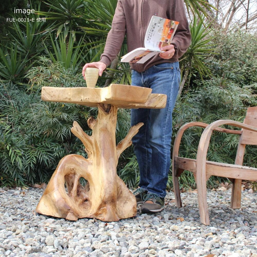 在庫処分 １点もの テーブル 木製 チーク材 天然木 切り株 カフェ 花台 C