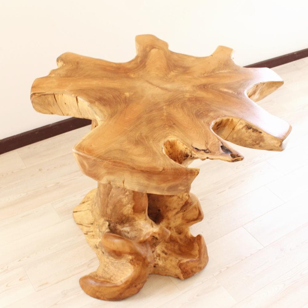 在庫処分 １点もの テーブル 木製 チーク材 天然木 切り株 カフェ 花台 C