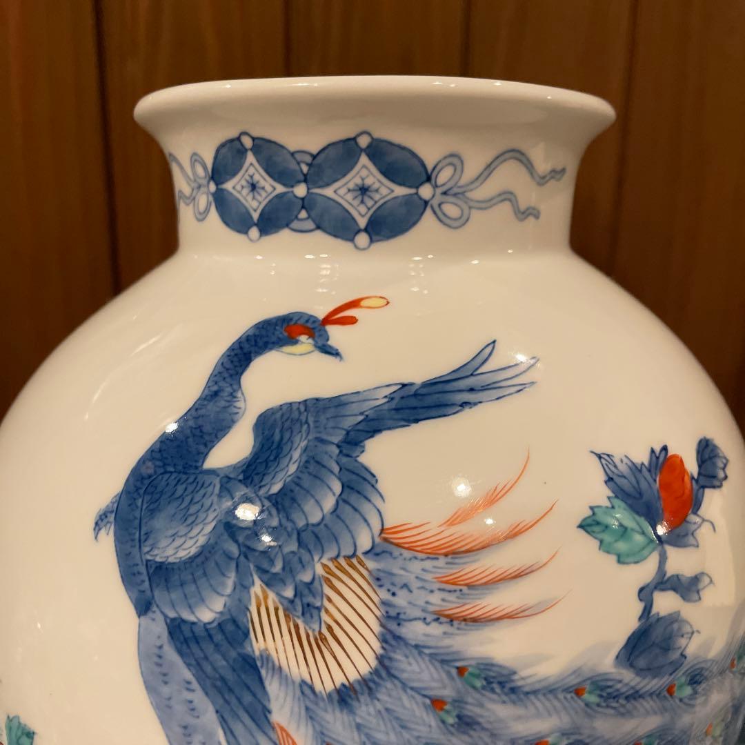 有田焼 色鍋島 和泉作 染錦孔雀牡丹紋 花瓶 インテリア - メルカリ