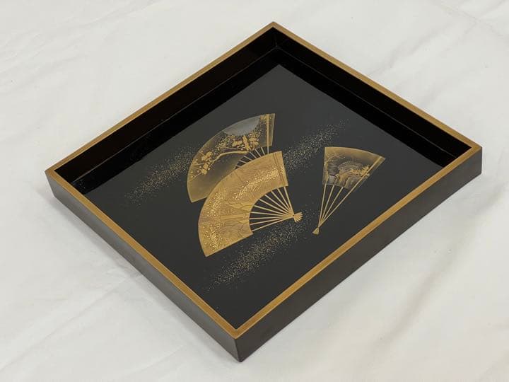 セール【高級】輪島塗　扇面蒔絵入れ子盆