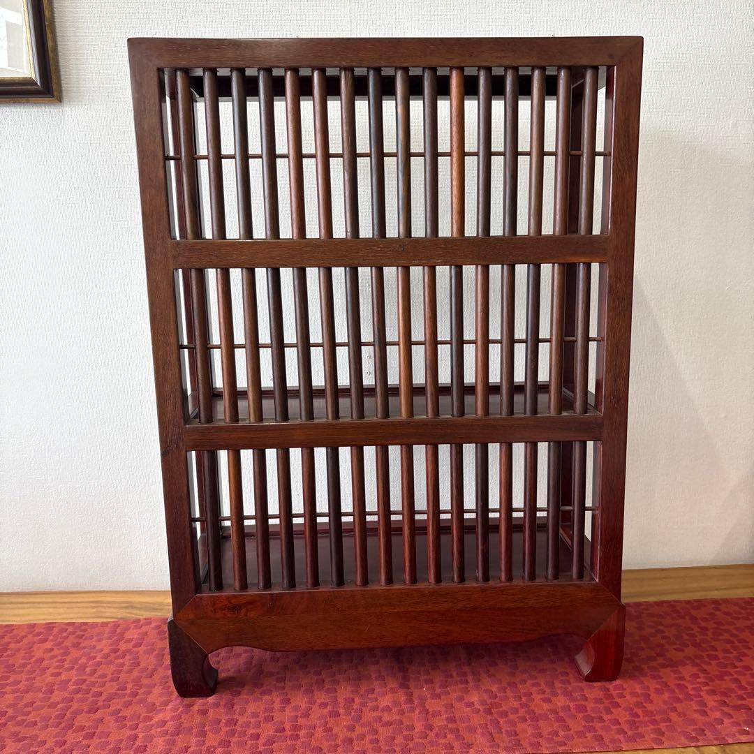 無垢材　格子　縦浅　小棚　高さ約70cm 幅約51cm