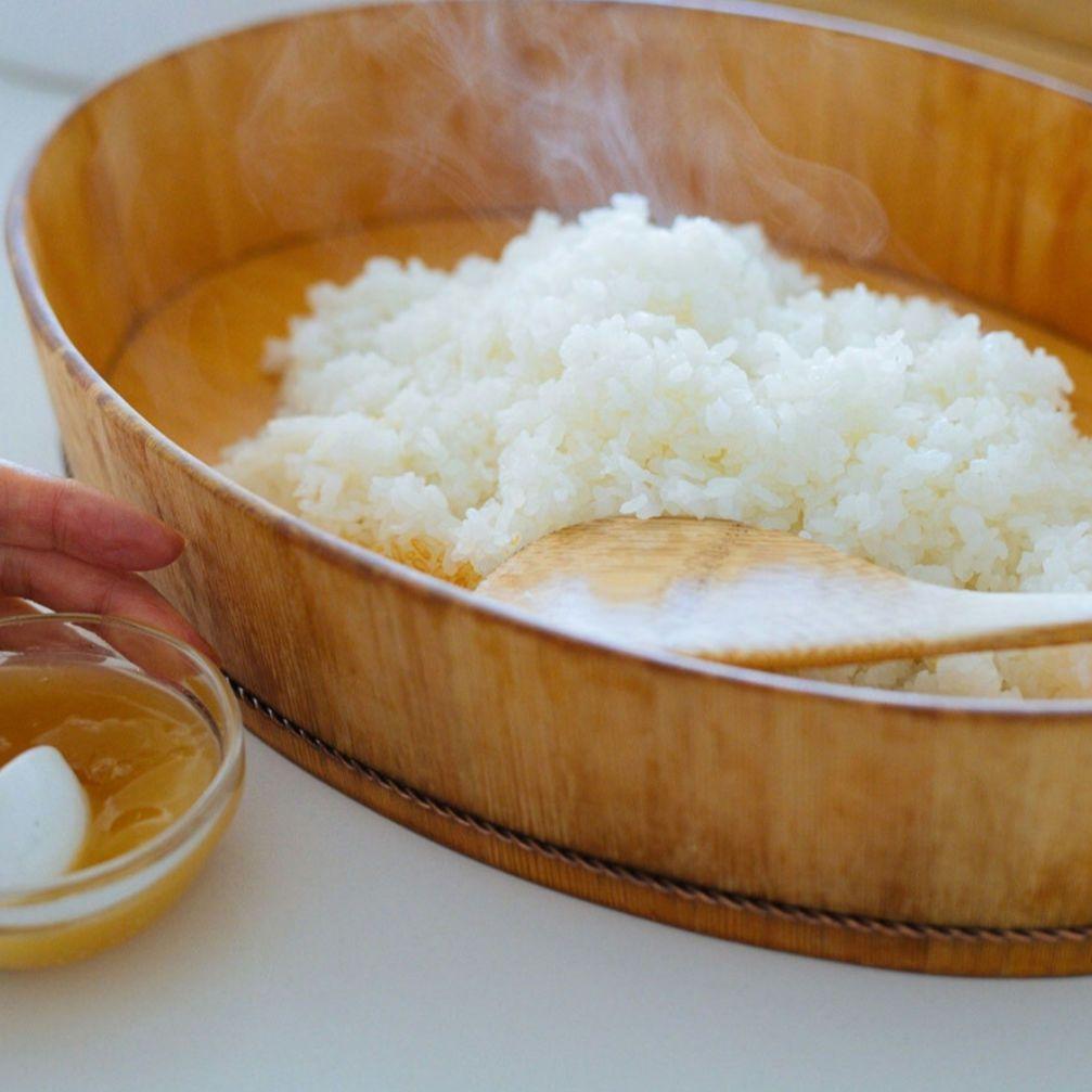 さわら　楕円の飯台 大 専用蓋付　すし桶　おひつ　自在道具　【アク抜き作業済】