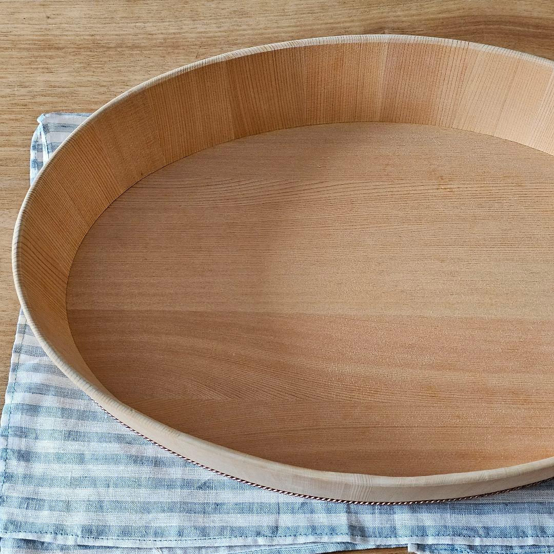 さわら　楕円の飯台 大 専用蓋付　すし桶　おひつ　自在道具　【アク抜き作業済】