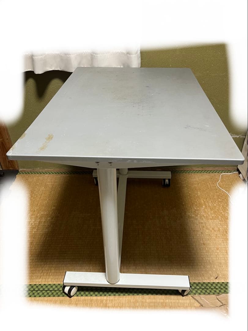 スタンディングデスク 高さ調整可能 シルバーグレー【引き取りorたのメル便】