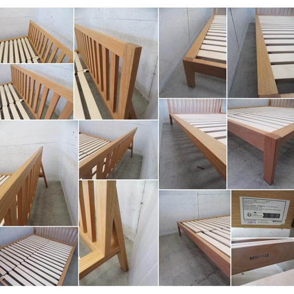 展示品□無印良品□オーク材突板□もたれかかれる木製ベッドフレーム