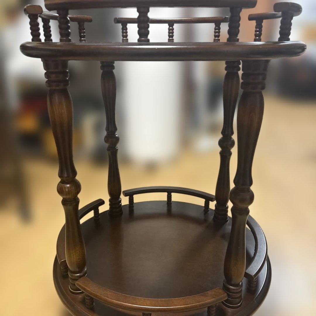 飛騨家具　天然木　キャスター付きサイドテーブル　キッチンワゴン