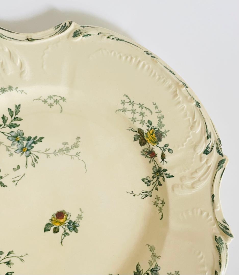 希少　ジアン窯　1900年前後　フランス　アンティーク 薔薇 平皿 プレート