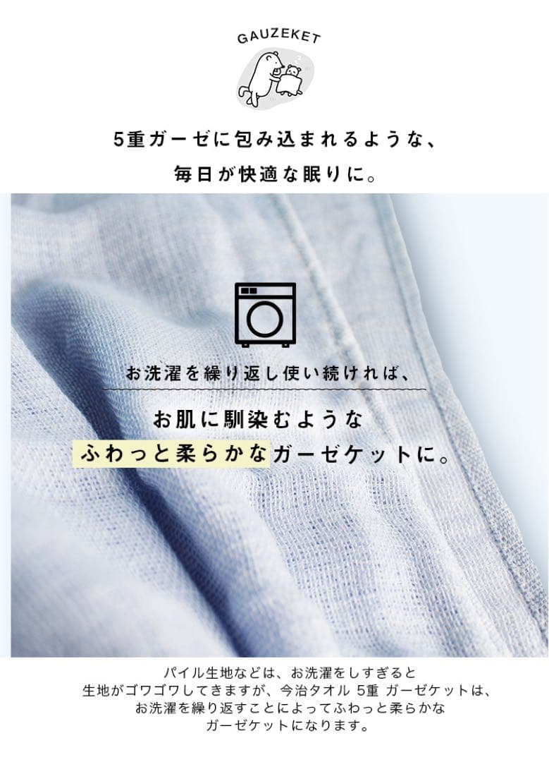 ガーゼケット 5重ガーゼケット ブルー 2枚組 日本製 今治タオル 今治産