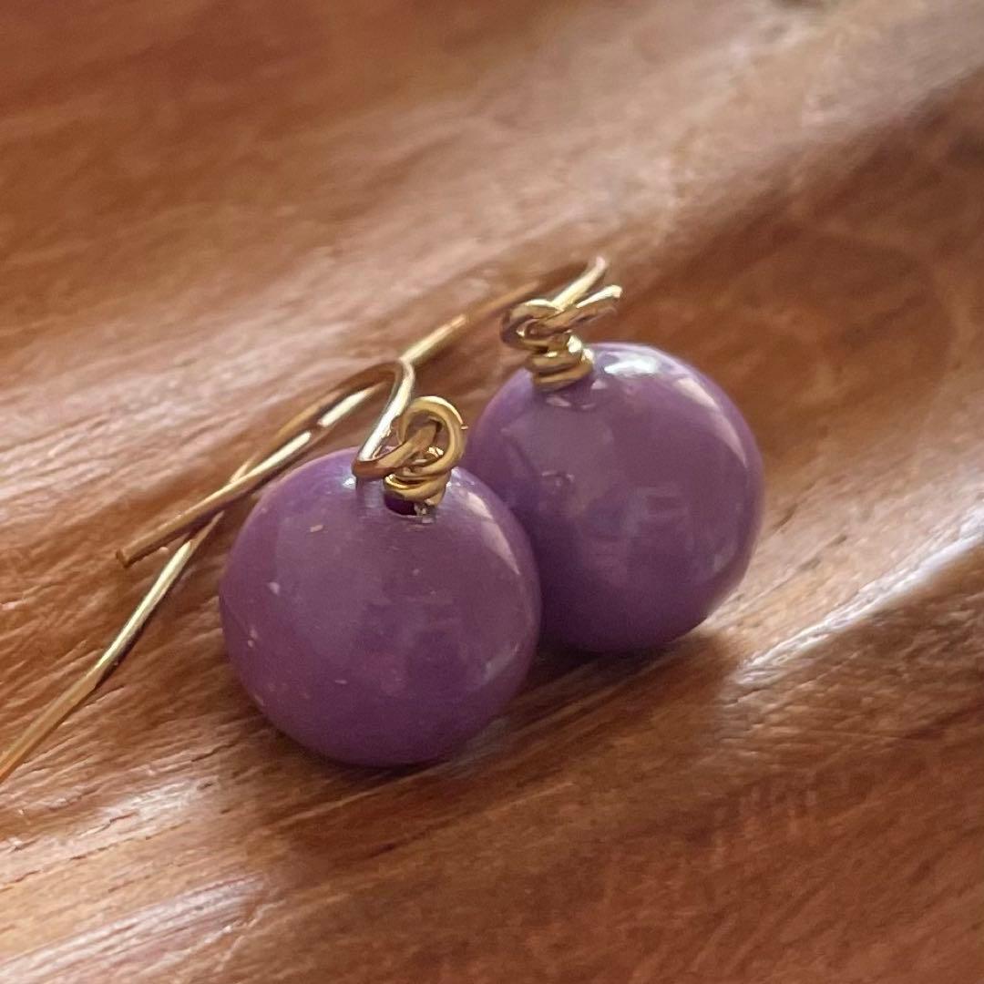 577 天然石　フォスフォシデライト　10㎜　斜燐鉄鉱　ピアス　イヤリング