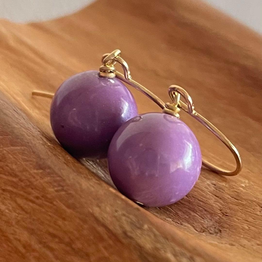 577 天然石　フォスフォシデライト　10㎜　斜燐鉄鉱　ピアス　イヤリング