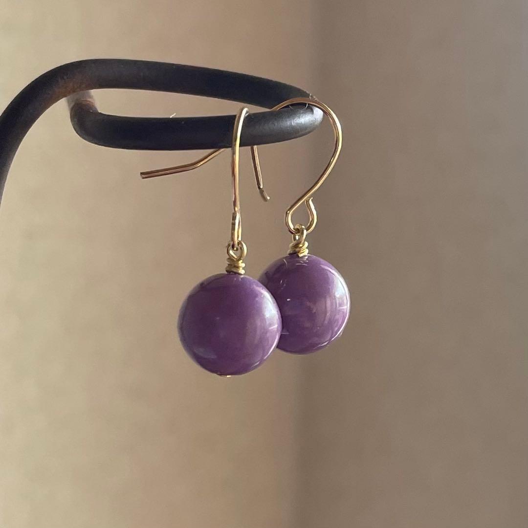 577 天然石　フォスフォシデライト　10㎜　斜燐鉄鉱　ピアス　イヤリング