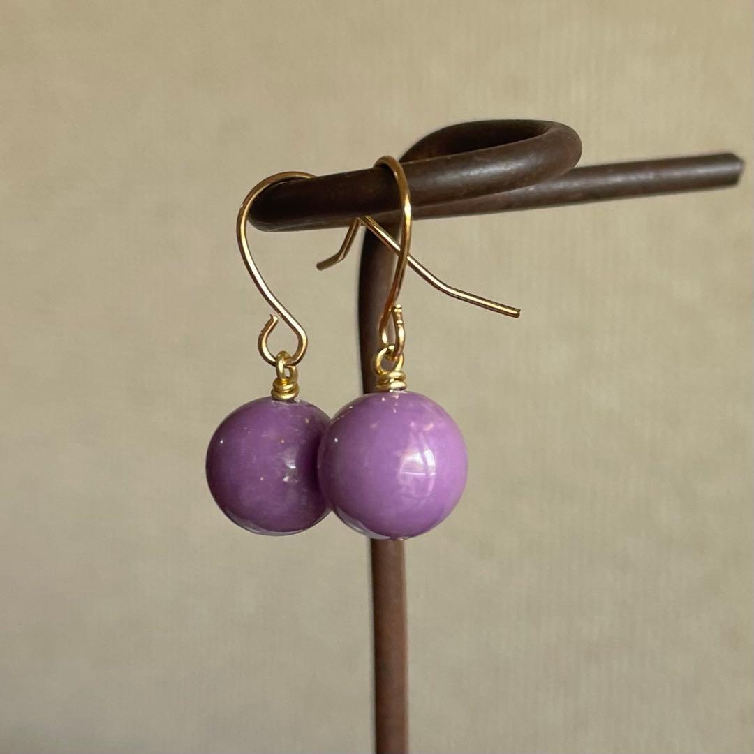 577 天然石　フォスフォシデライト　10㎜　斜燐鉄鉱　ピアス　イヤリング