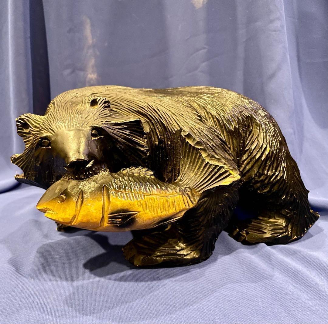 昭和レトロ 】 ☆熊の置物☆ 木彫り 北海道 伝統工芸品 民芸品 木彫り
