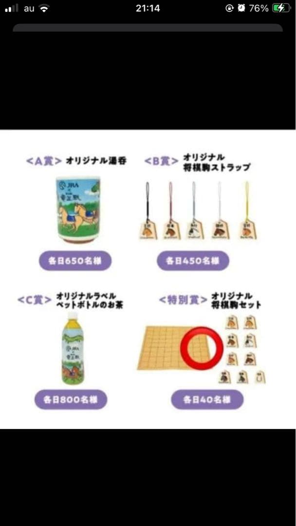 y*a様 竜王戦×JRA コラボグッズ抽選会 特別賞 将棋駒セット 競馬