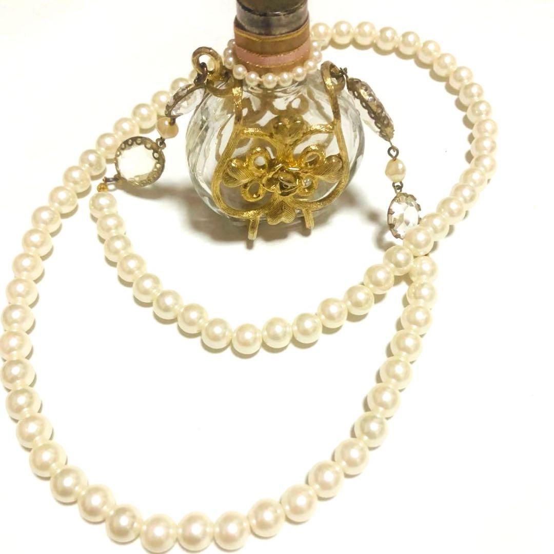 アンティーク風 香水瓶 パールネックレス レディース ヴィンテージ風