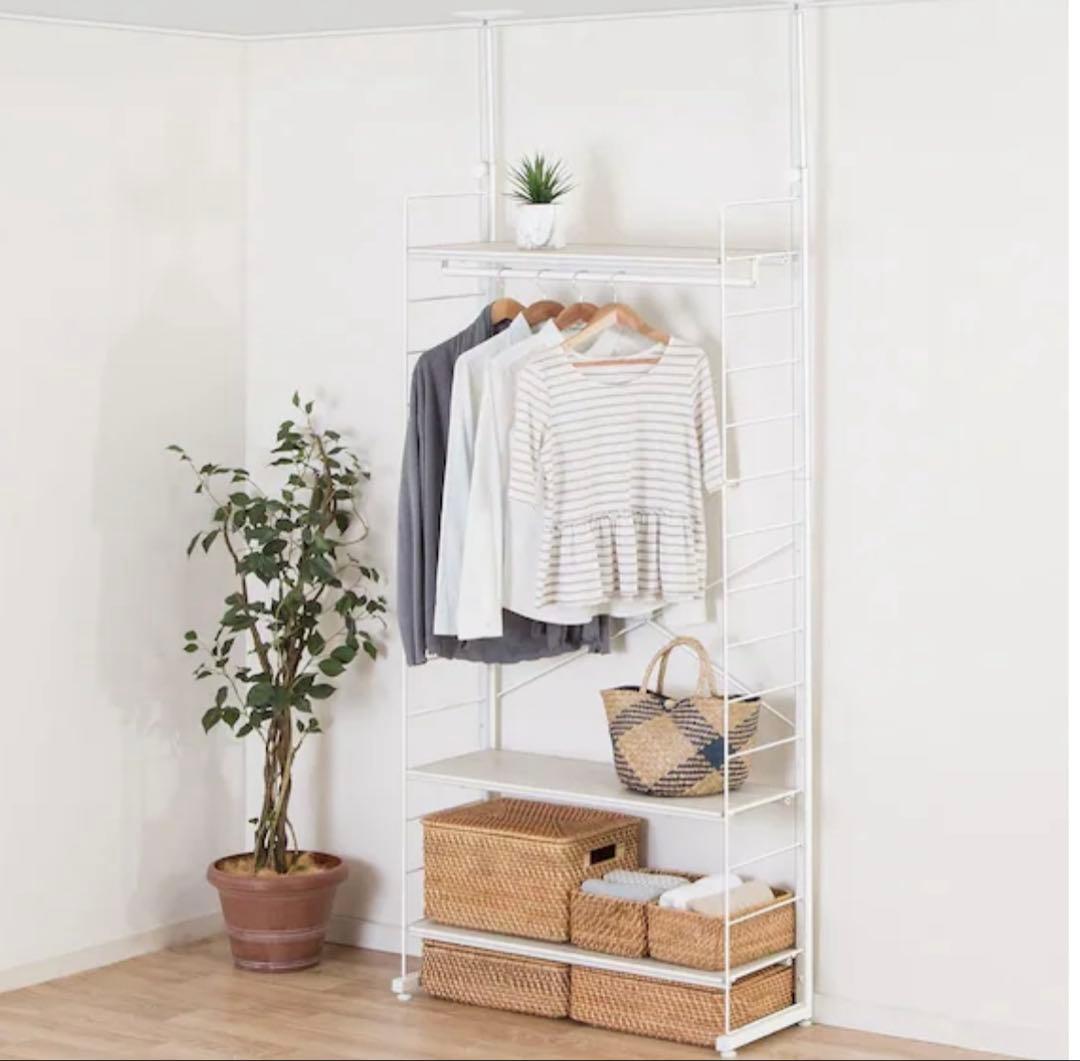 ニトリ突っ張り壁面収納Nポルダ　80cmワードローブ60cmセット