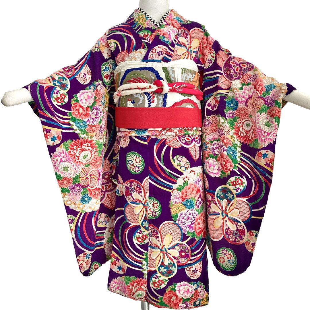 アンティーク  女の子  子供着物  紫  NO6