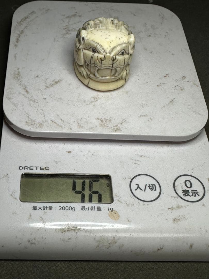 極上 鯨歯 抹香鯨歯 根付 天然素材 アンティーク 和彫 置物 骨董