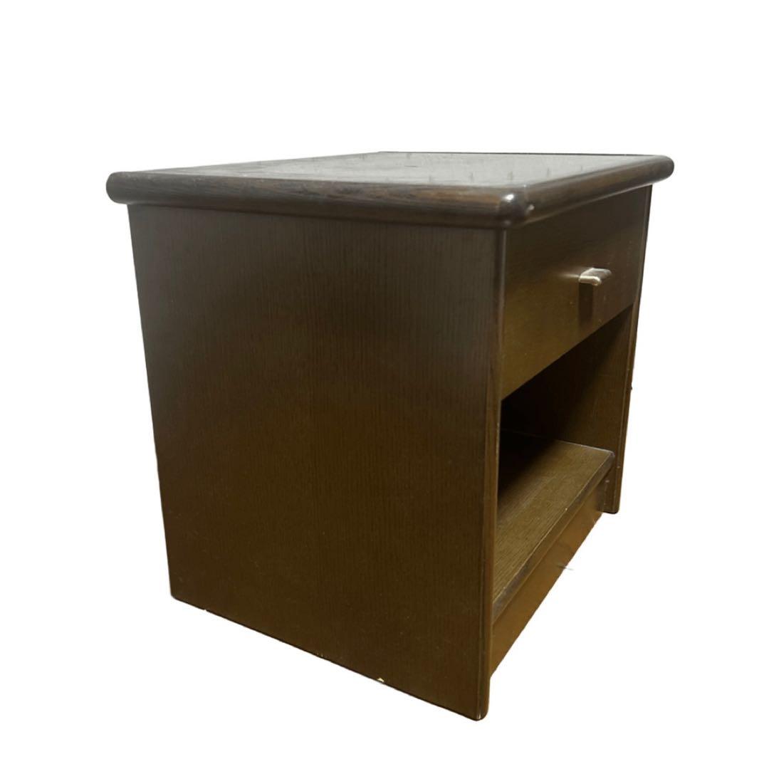 ビンテージ FranceBed 引き出し付き ウッド サイドテーブル ブラウン