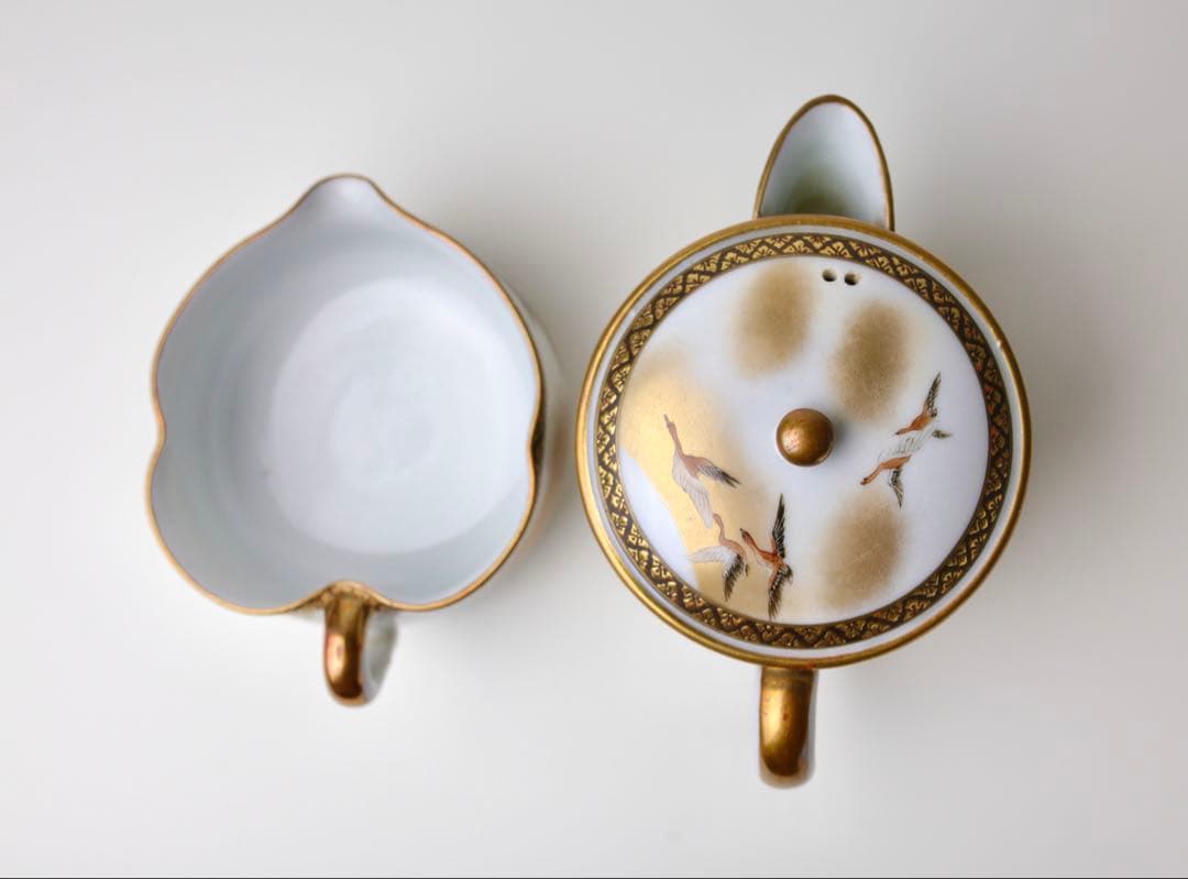 九谷焼 九谷鏑木 芦雁図 宝瓶 湯冷まし 煎茶碗 煎茶器 茶道具 鏑木