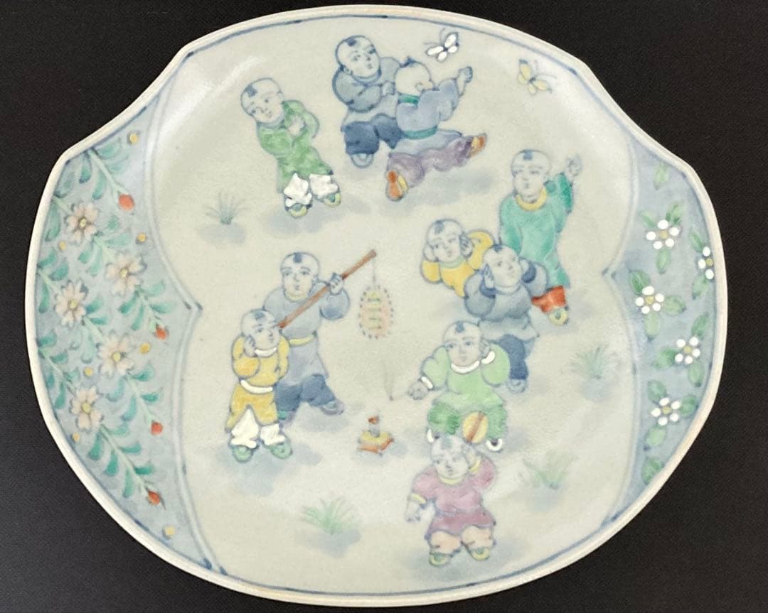 DORA公式アカウント01 佐藤走波（五代）唐子遊図絵変り　小判皿　平皿