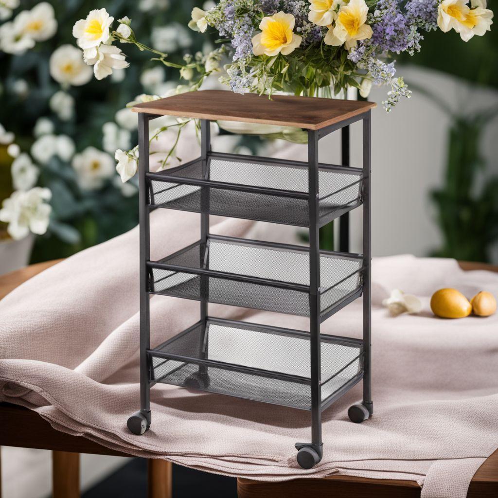 四段式のスタイリッシュで実用的な収納カート　ラック　ワゴン