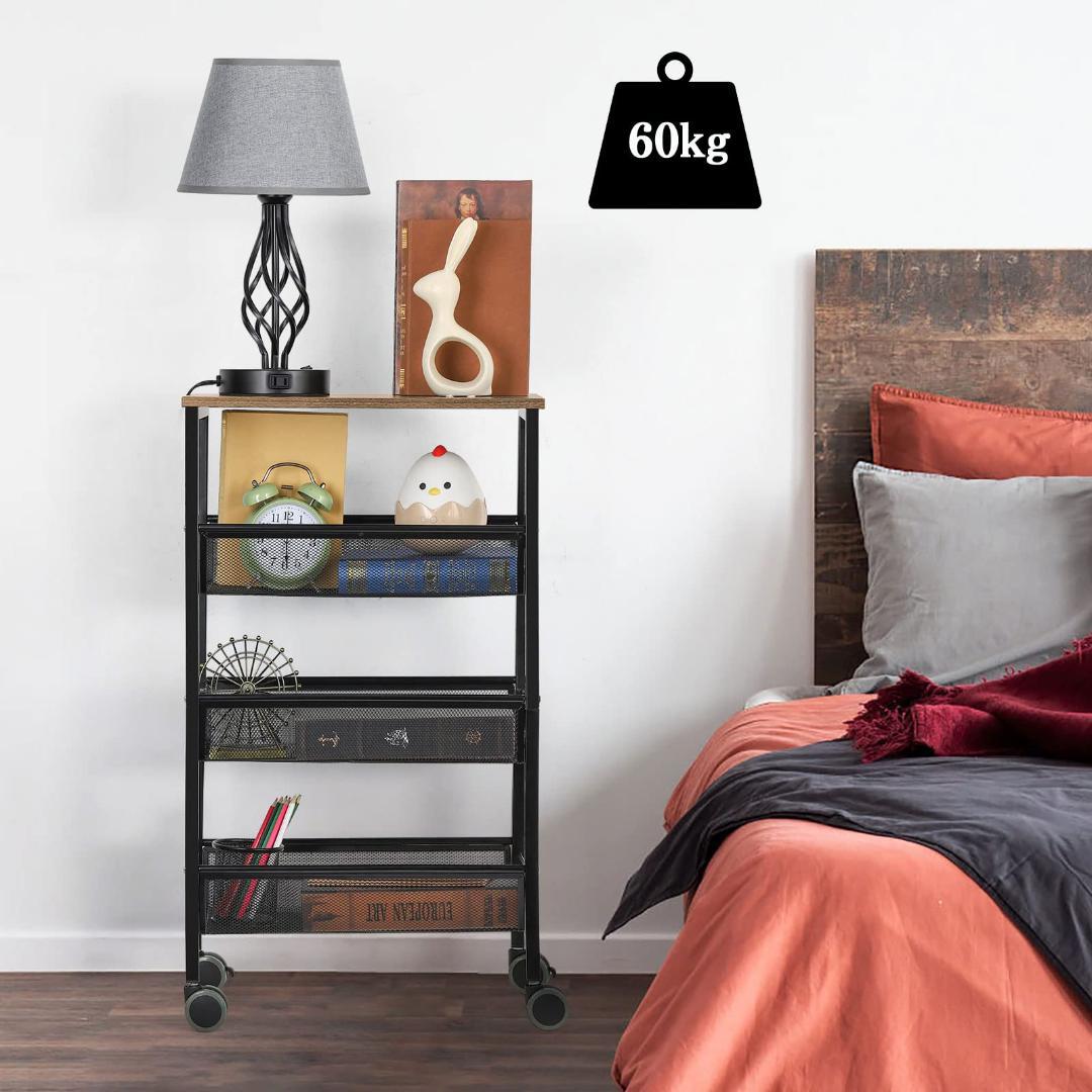 四段式のスタイリッシュで実用的な収納カート　ラック　ワゴン