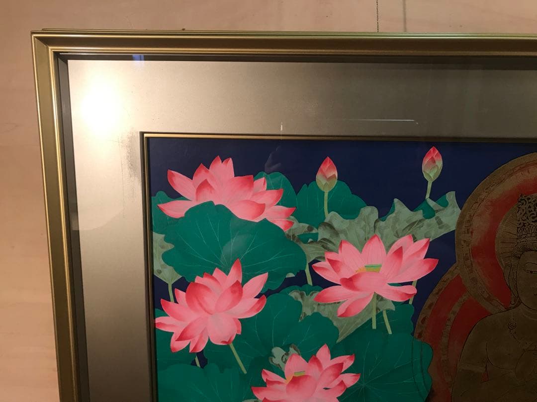 中島千波「大日如来蓮地図」リトグラフ＋エンボス技法 直筆サイン