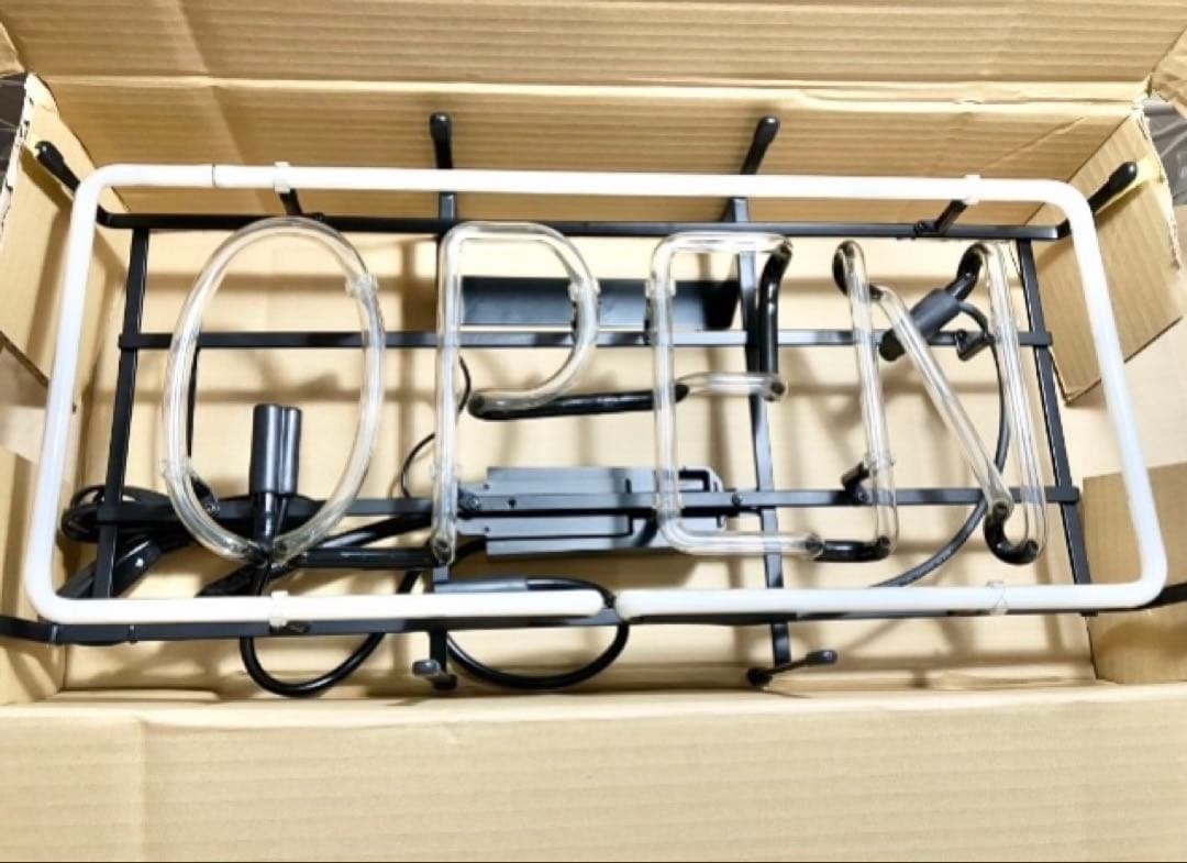 ネオンサイン　OPEN 大きめサイズ　本物ネオン管　美品　フレーム入り